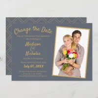 Change the Date Add Photo Wedding Postponed Grey Save The Date
