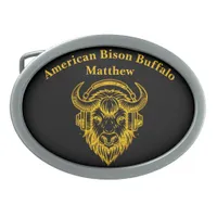 Unique Design of a Bison Wearing Headphones Belt Buckle