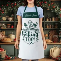 Christmas Baking Team Cute Green Personalized Apron