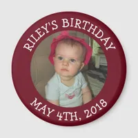 Personalized Burgundy Photo Reminder Magnet