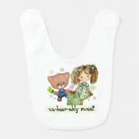 Unbearably Sweet Teddy Bear and a Girl Baby Bib