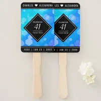 Elegant 41st Blue Topaz Wedding Anniversary Hand Fan