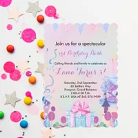 Girls 3rd Birthday Party Invitation