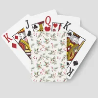 Pretty Watercolor Holly and Berries Jumbo Poker Cards