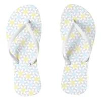 Pretty Blue and Yellow Pastel Pinwheels Flip Flops