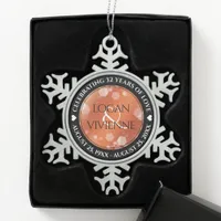 Elegant 8th 32nd Bronze Wedding Anniversary Snowflake Pewter Christmas Ornament