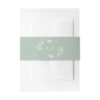 Light Sage Green Wedding Reception Elegant Vintage Invitation Belly Band