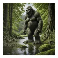 Bigfoot standing in a Creek Cartoon  Acrylic Print