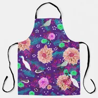 Tropical Birds Floral Botanical Print Apron