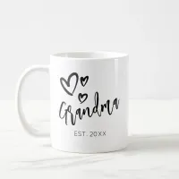 Hand Sketched Script Grandma Year Established Coffee Mug