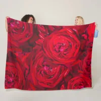 Deep red roses pattern  fleece blanket