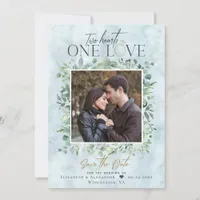 Eucalyptus Marble Photo Wedding Save the Date