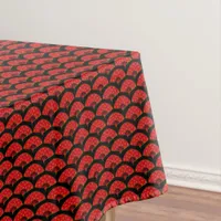 Pretty Traditional Red Chinese Dance Fans Pattern Tablecloth