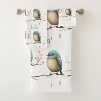 Whimsical Birds on Branches Timeless Elegance Bath Towel Set