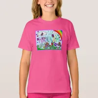 Girl's Name Hannah  Whimsical Flowers, Rainbow T-S T-Shirt