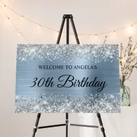 Silver Glitter Light Blue 30th Birthday Welcome Foam Board