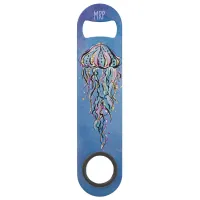 *~*  Glitter Jelly Fish Blue Abstract Watercolor Bar Key