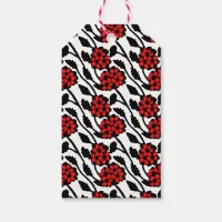 Pretty Floral Pattern in Red, Black and White Gift Tags