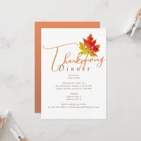 Maple Leaf Minimal Fall Thanksgiving Dinner Feast Invitation