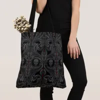 Goth Gray Ornament with Skull Tote Bag