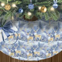 Blue Gold Christmas Pattern#14 ID1009 Brushed Polyester Tree Skirt