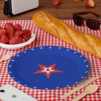 Patriotic American Stars on Blue Paper Plates