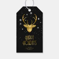 Deer Antlers & Snow Christmas Gold ID861 Gift Tags