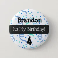 Personalized Its My Birthday Blue Boy's Button