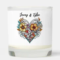 Personalized Floral Heart Sentimental Keepsake Scented Candle