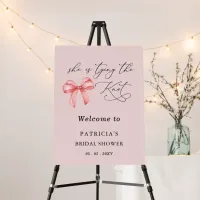 Tying The Knot Pink Bow Bridal Shower Welcome Sign