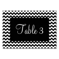 Black and White Chevron Numbered Table Number