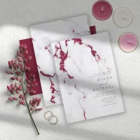 Modern Marble Glitter Wedding Burgundy ID816