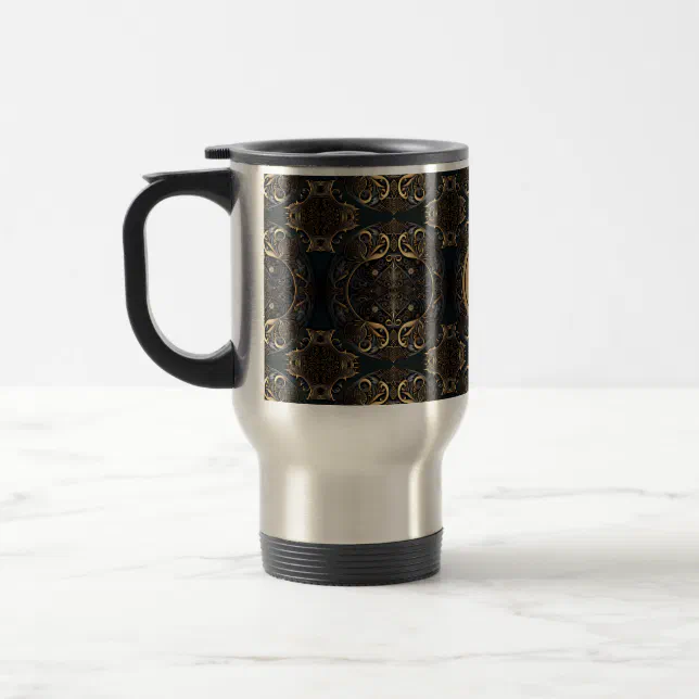 Medieval Heraldic Black and gold  Travel Mug