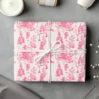 Cute Pink Vintage Pine Tree Christmas Wrapping Paper Sheets