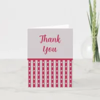 Red and Grey-Lilac Doodled Floral Stripe Thank You