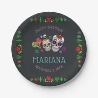 Personalized Day of the Dead Theme Birthday Party Paper Plates