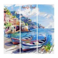 Amalfi Coast Italy Watercolor Sketch  | Triptych