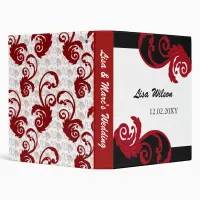 mod swirly red Wedding Planner binder