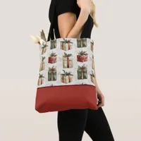 Pretty Christmas Gifts with Ribbons, Color Block Tote Bag