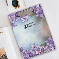 Boho Watercolor Purple Lavender Hydrangea Frame  Clipboard