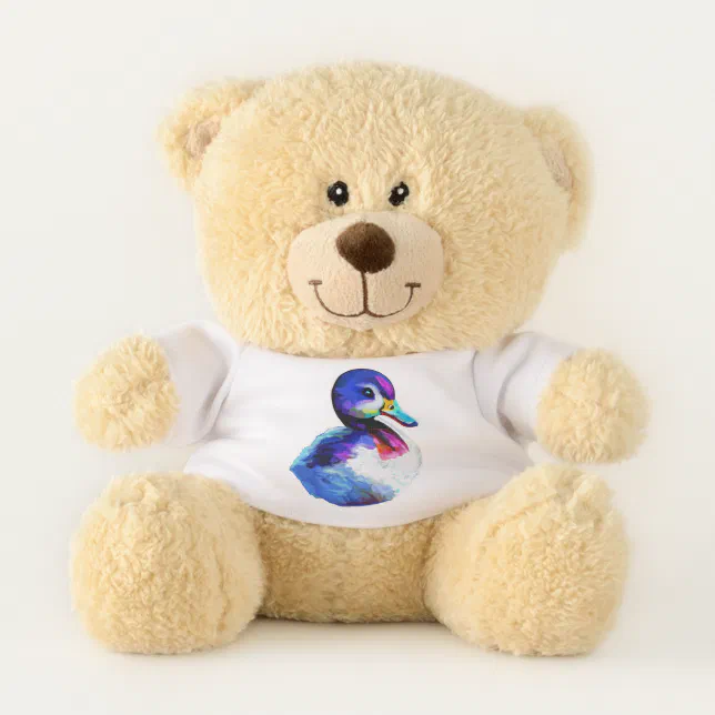 Cute small watercolor duckling teddy bear