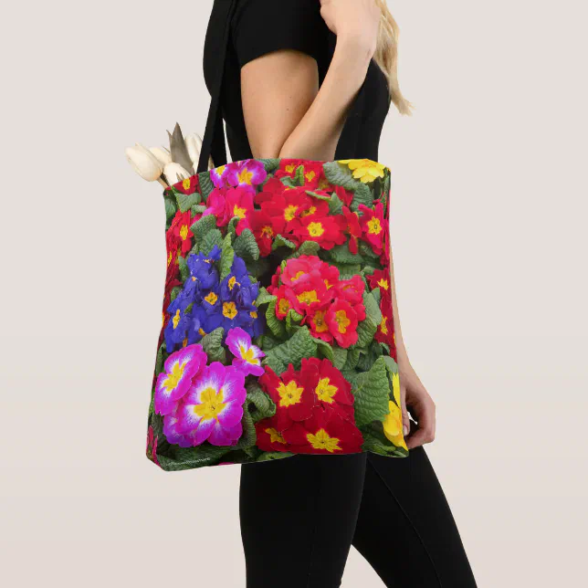 Colorful Springtime Floral Medley of Primulas Tote Bag