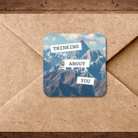 Thinking About You | Beautiful Mountains Square Sticker