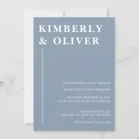 Simple Modern Minimal Dusty Blue Wedding Invitation