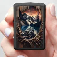 Mountain Vista Through Wood Zippo Lighter