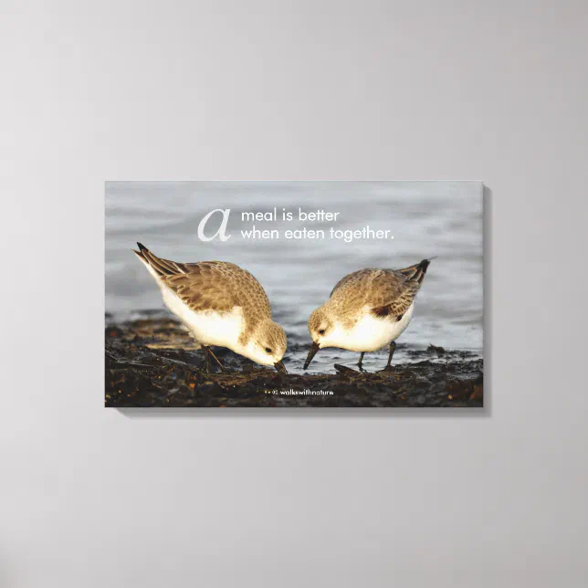 Inspirational "A Meal is Better ..." Sanderlings Canvas Print