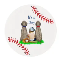 It's a Boy, Baseball Themed Boy's Baby Shower Edible Frosting Rounds