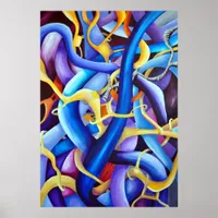 Contemporary Blue Abstract - Depth Illusion Poster