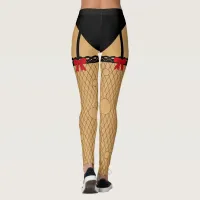 Fake Torn Fishnet Stockings Suspenders Halloween Leggings