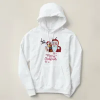 Watercolor Laughing Santa Claus Rudolf  Smiling Hoodie